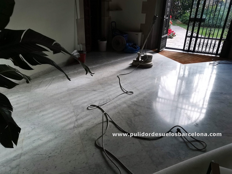 Si sus&nbsp;suelos de Mármol o Terrazo&nbsp;están deslucidos, envejecidos, rayados y a pesar de las limpiezas continuadas siguen igual de rugosos y sucios, sin duda debe contar con nosotros. Reparar suelo de mármol Macael en vestíbulo. Somos especialistas en&nbsp;rebaje, pulido, limpieza y protección de Mármol y Terrazo. Servicio de acabado de suelos.
