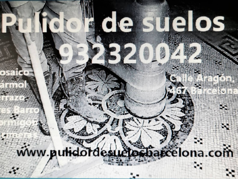 Pulidor de suelos Barcelona especialistas en quitar rayas, epoxi, de suelos mate en viviendas y locales comerciales de Barcelona y provincia. Escaleras de mármol y terrazo, dormitorios y habitaciones sin muebles. Estamos en&nbsp;Dirección: Calle Aragón 467, 08013, Barcelona&nbsp; Sr. Alejandro Rodríguez&nbsp;Teléfonos: T .639 33 70 31 &nbsp;y &nbsp;T.93.232.00 42