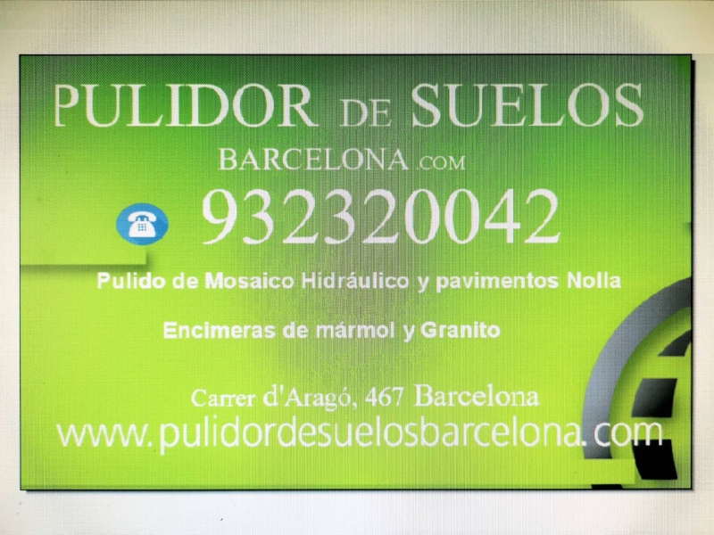 Pulido de suelos de mosaico hidráulico, pavimentos de nolla, mármol, terrazo, hormigón, cemento, piedra, gres, pizarra y barro cocido. Pulidor de suelos Barcelona. pulir y abrillantar mármol y mosaico.
