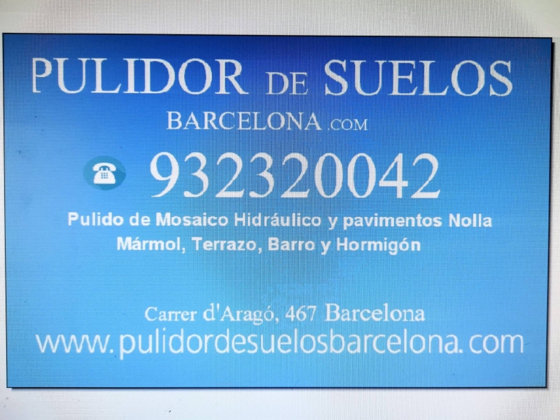 Pulido y abrillantado de todo tipo de suelos en Barcelona carrer Aragó, 467 08013 Barcelona.&nbsp;Mármol, mosaico hidráulico, barro y hormigón pulido. Abrillantar mosaico Nolla y sustitución de baldosines.
